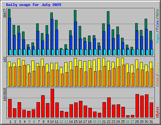 Daily usage for July 2025
